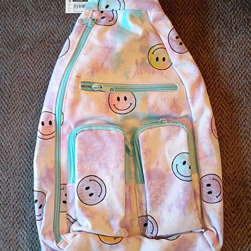 NOBO Tie Dye Smiley Sling Backpack Crossbody Shoulder Bag No Boundaries